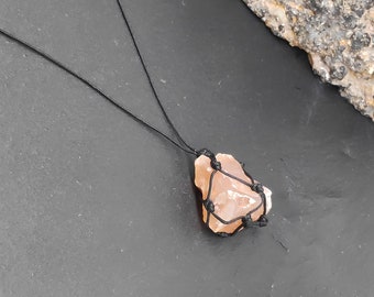 Raw Carnelian Crystal Necklace: Natural Gemstone Pendant