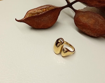 18K Gold Plated Open Band Ring: Stainless Steel Bold Fashion ring, Trendy design