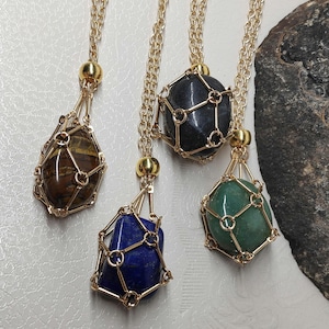 Replaceable crystal pendant , Crystal Cage Holder Pendant Necklace, Energy Protection Healing Jewelry