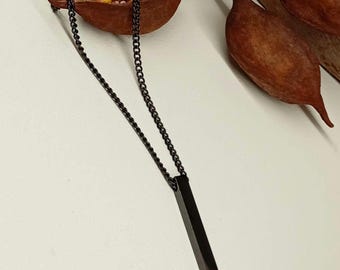 Collar de barra para hombre • Collar con colgante de barra negra o plateada • Collar minimalista para hombre • Collar de acero inoxidable