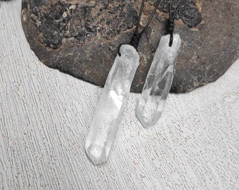 Raw Clear Quartz Crystal Point Pendant Necklace: Unisex Healing Obelisk