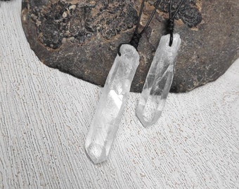 Quartz Crystal Pendant Necklace, Natural Raw Clear Quartz Point Crystal Healing Necklace Unisex, Large Obelisk Crystal Tower