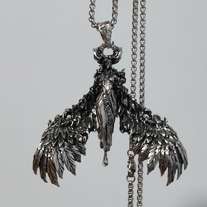 Vintage gotische mythologische godin, vleugels engel, retro punk trendy straat coole charme grote hanger ketting voor mannen/vrouwen, cadeau voor mannen