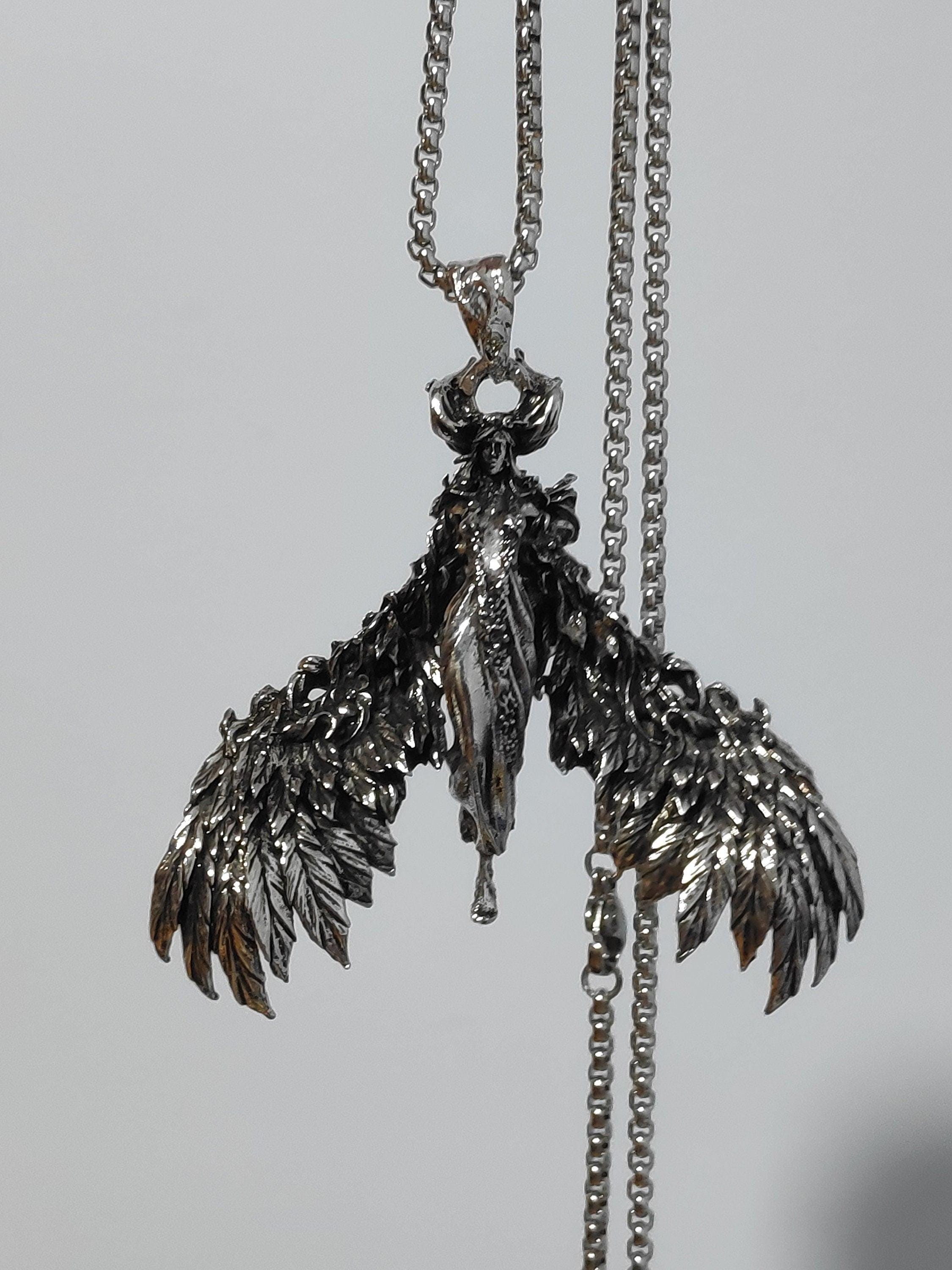 Collana Uomo Vintage Con Ciondolo Angelo Tridimensionale – Catena Hip Hop Punk In Acciaio Inossidabile – Regalo Con Scatola Gioielli