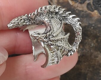 Men's Large Stainless Steel Dragon Claw Ring With CZ Stones - Gothic Knight Vintage Style Statement Ring 2 thumbnail image