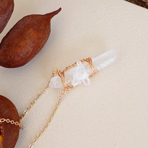 Unique crystal pendant,raw clear Quartz Point crystal cluster Pendant Necklace,Healing stone, Chain necklace, Natural Gemstone