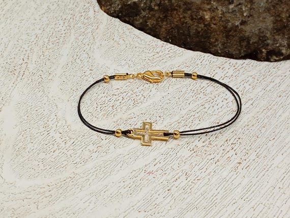 Bracelet Croix Pour Femme - Vintage, Punk, Or, Réglable, En Acier, Neuf Avec étiquettes