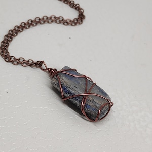 Natural Raw Cyanite necklace - Kyanite Crystal Pendant Necklace , Adjustable Necklace,Gemstone Pendant, Protection Crystal