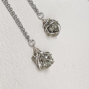 Wire Wrapped Pyrite Pendant Necklace, Solar Plexus chakra, Raw Iron Pyrite Necklace, Protection Jewelry, Gift for girlfriend