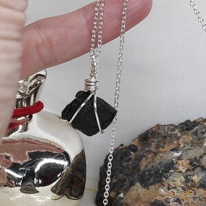 Raw Natural Black Brazilian Tourmaline Necklace, Wire Wrap, Protection Grounding Healing Crystal Pendant, Gemstone image 5