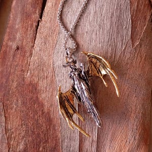 Vintage gotische mythologische godin, vleugels engel, retro punk trendy straat coole charme grote hanger ketting voor mannen/vrouwen, cadeau voor mannen