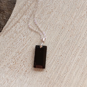 Rectangle Gemstone Pendant Necklace: Stainless Steel Chain, Healing Crystal
