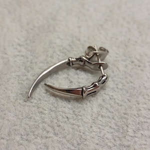 claws earring front back claw earring for men or women, surgical steel, 1pc or pair, Gothic Punk Hippie, party , Piercing, Halloween