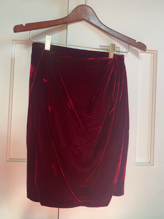 RL Purple Label Red Velvet Wrap Skirt
