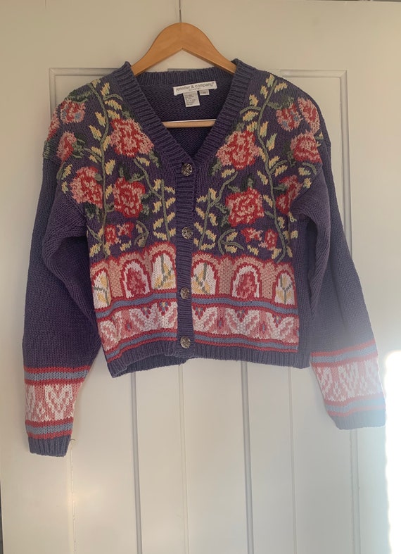 90’s Flowers & Hearts Knit Sweater