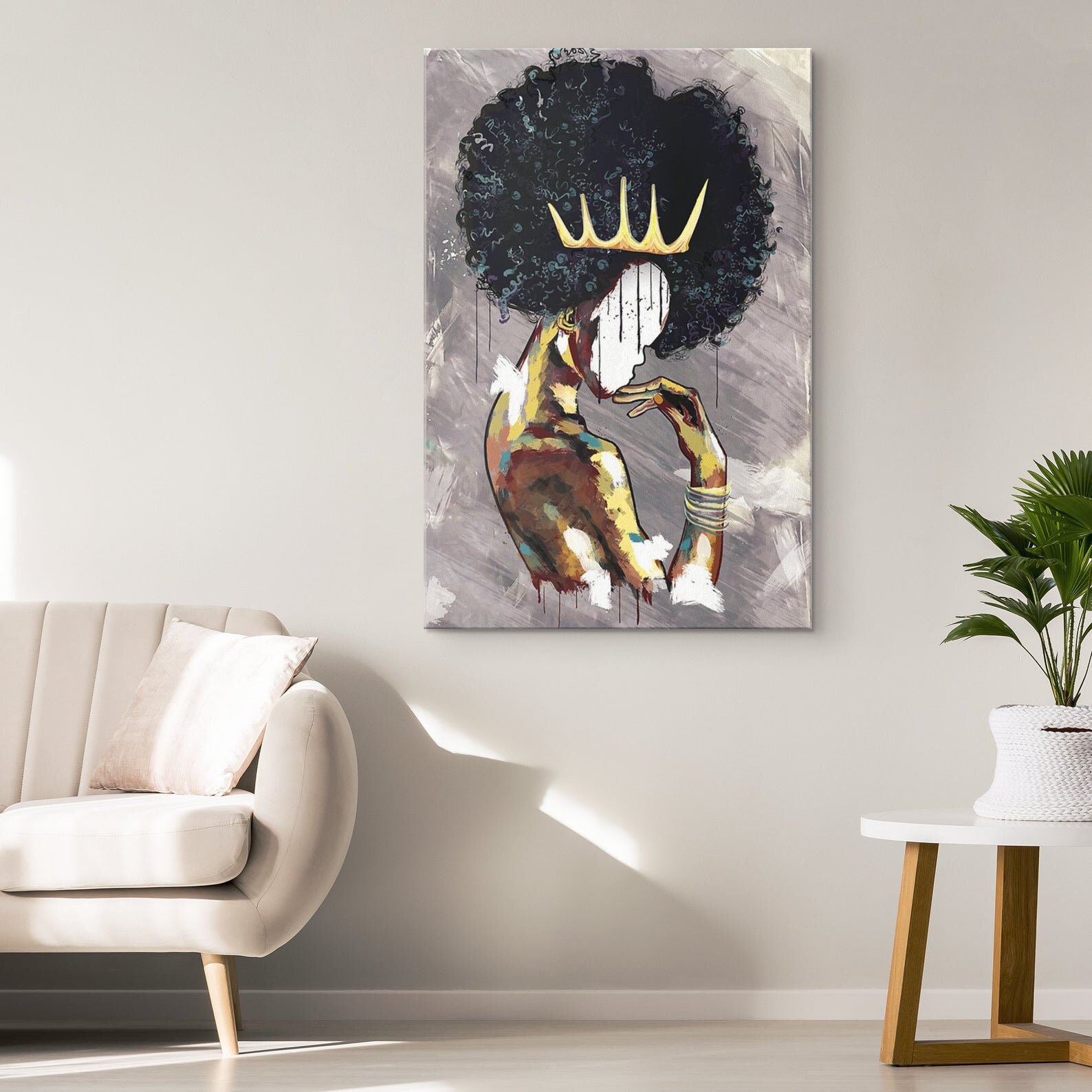 Black Queen Canvas Wall Art Black Girl Canvas Art Black Etsy