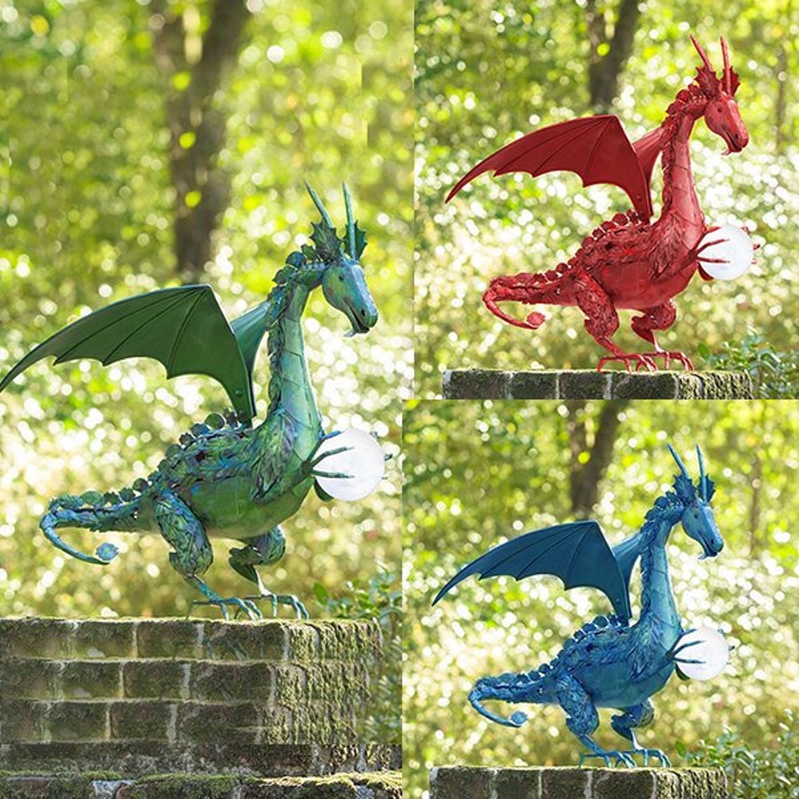 Green Metal Dragon Outdoor Garden Statue avec ColorOutdoor Etsy