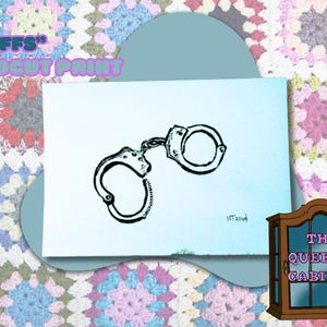 Handcuff Linocut Print – Kinky Wall Art for Alt Bedroom Decor