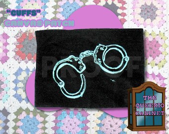 Handcuff Canvas Patch | Queer Punk Linocut | Kink Positive DIY Jacket Patch