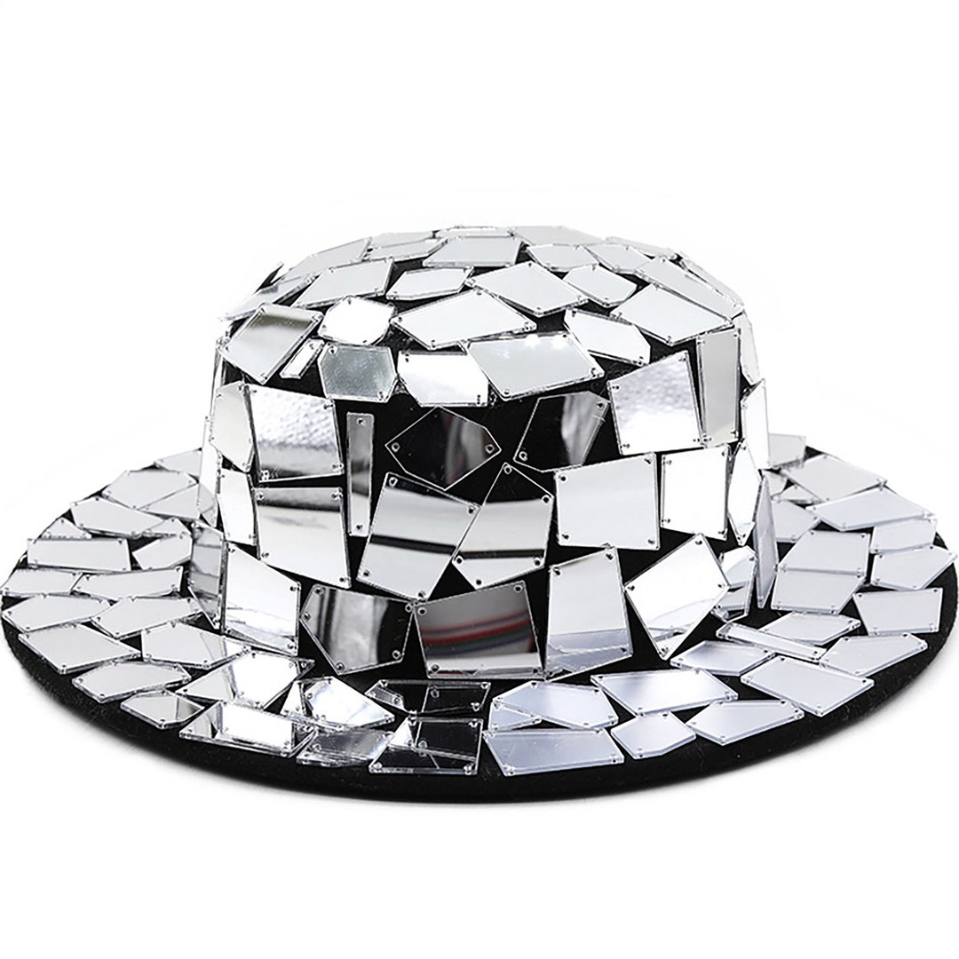 Disco Fedora Jazz Cap Disco Ball Hat Bachelorette Hat Mirror Disco