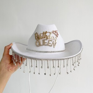 White Rhinestone Fringe Cowboy Hat Birthday Party Cowgirl - Etsy