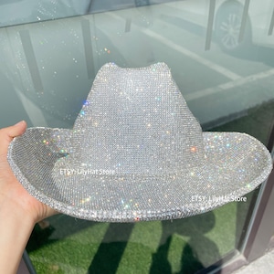 Disco Cowboy Hat Crystal Rhinestone Hat Cowgirl Hat. Western Wedding. Country Concert. Bridesmaids. Bling Bachelorette Party