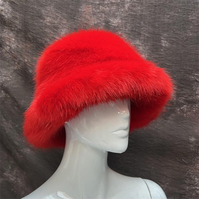5860cm Incredibly Soft Fur Fluffy Fuzzy Bucket Hat vegan Fur Etsy