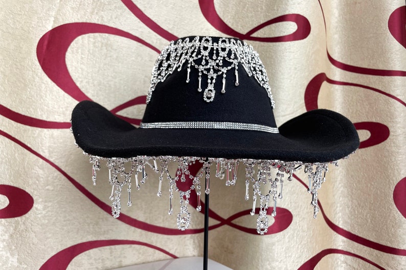 Rhinestone Fringe Cowboy Hat Birthdays Bachelorette Party Etsy