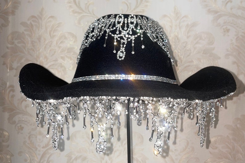 Rhinestone Fringe Cowboy Hat Birthdays Bachelorette Party Etsy