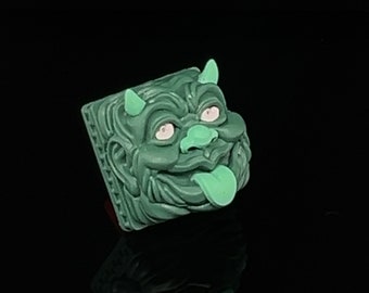Green Happy Demon Imp Custom 1U Keycap for Cherry MX Mechanical Gaming Keyboard Handmade by Keycap Kings