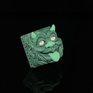 Green Happy Demon Imp Custom 1U Keycap for Cherry MX Mechanical Gaming Keyboard Handmade by Keycap Kings