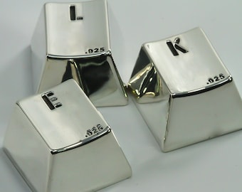 Premium Solid STERLING SILVER Keycap for Cherry MX Mechanical Gaming Keyboard Custom Handmade by Keycap Kings