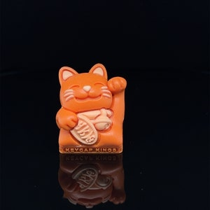 Lucky Cat Orange Artisan Keycap for Cherry MX Mechanical Gaming Keyboard