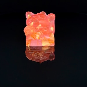Pink Aurora Transparent Lucky Cat Artisan Keycap for Cherry MX Mechanical Gaming Keyboards