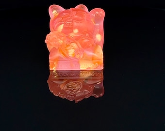 Pink Aurora Transparent Lucky Cat Artisan Keycap for Cherry MX Mechanical Gaming Keyboards