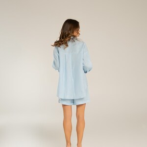 Leinen Shorts PALM, natürliche Leinenkleidung für Frauen, Leinen Shorts, Strand Shorts, Leinenkleidung, Bio-Kleidung, hellblaue Farbe Bild 3