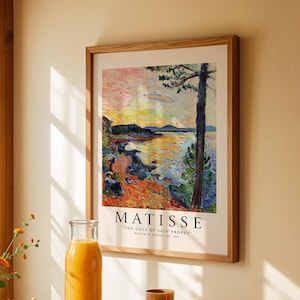 Henri Matisse Style Wall Art | The Gulf of Saint Tropez Print | Colorful Coastal Landscape Poster | Modern Museum Reproduction
