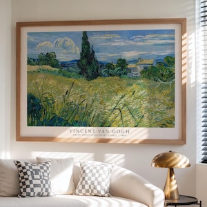 Vincent Van Gogh Green Wheat Field with Cypress 1889 Fine Art Print Wall Decor