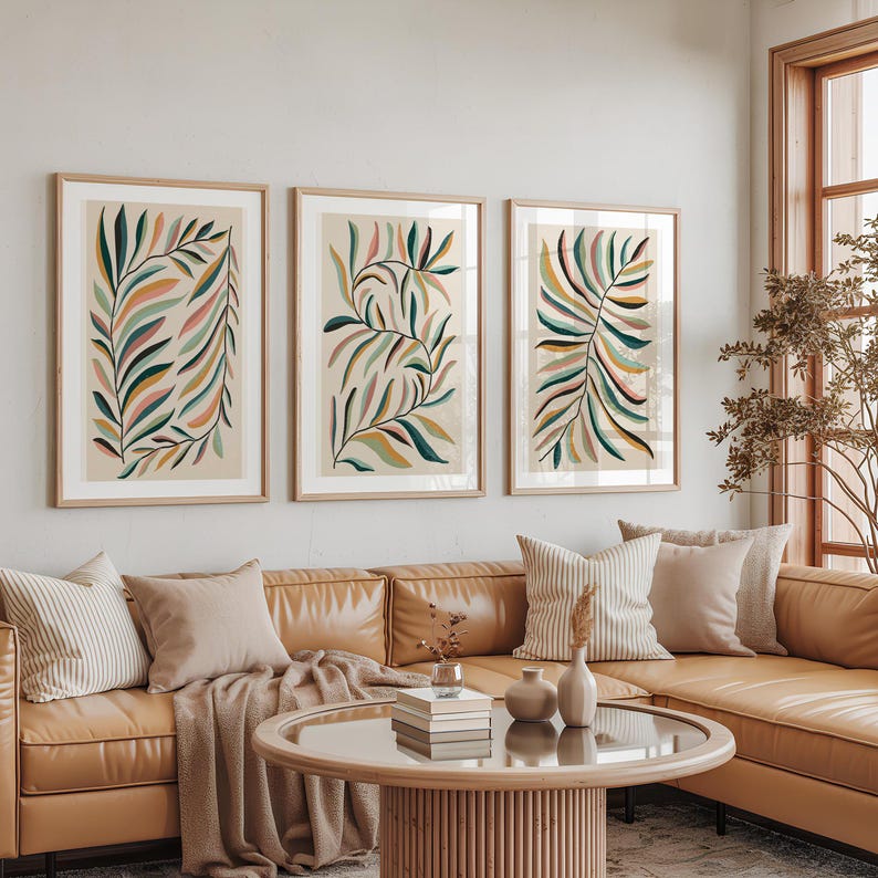 Colorful Botanical Wall Art Set - Modern Tropical Leaf Prints - Boho ...