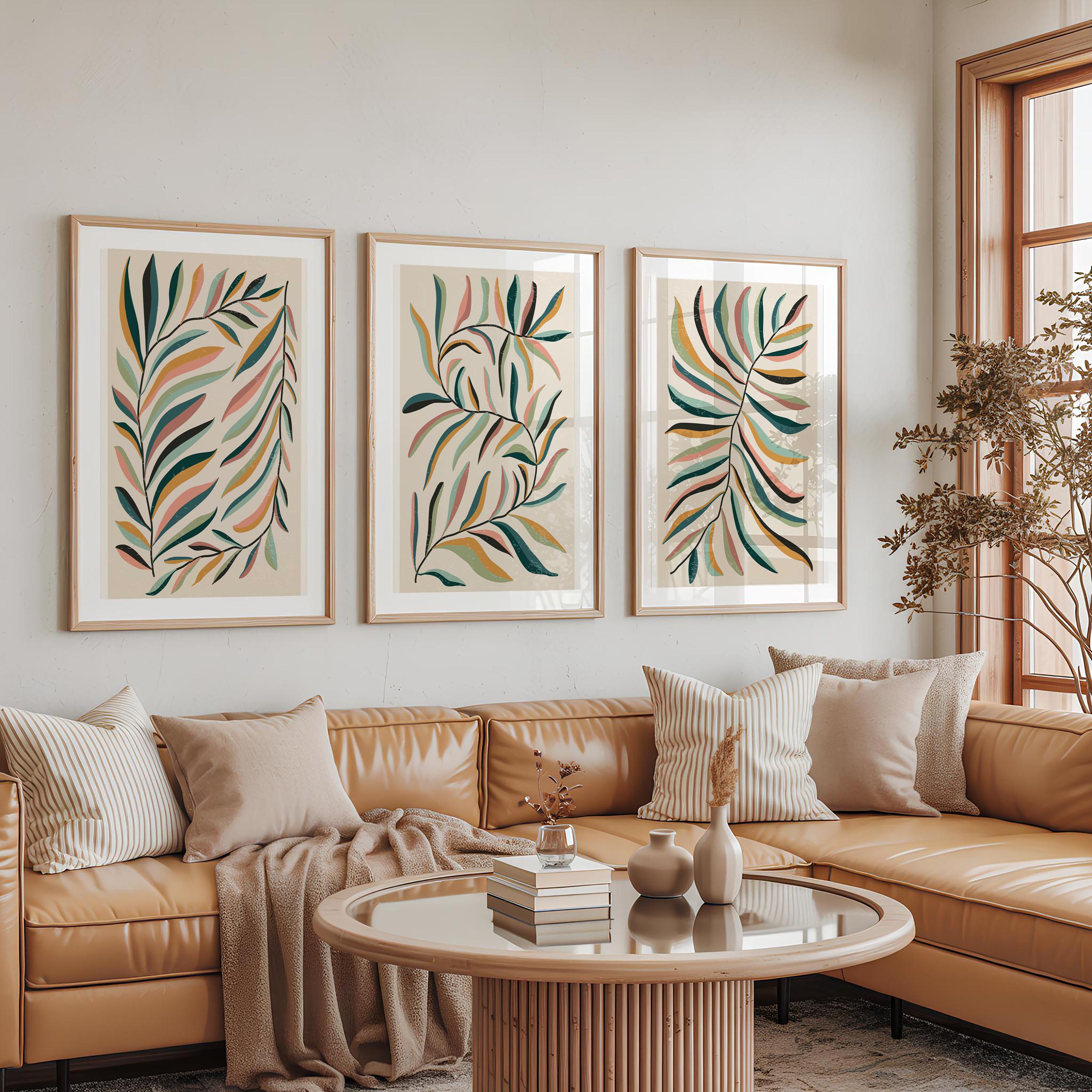 Colorful Botanical Wall Art Set - Modern Tropical Leaf Prints - Boho ...