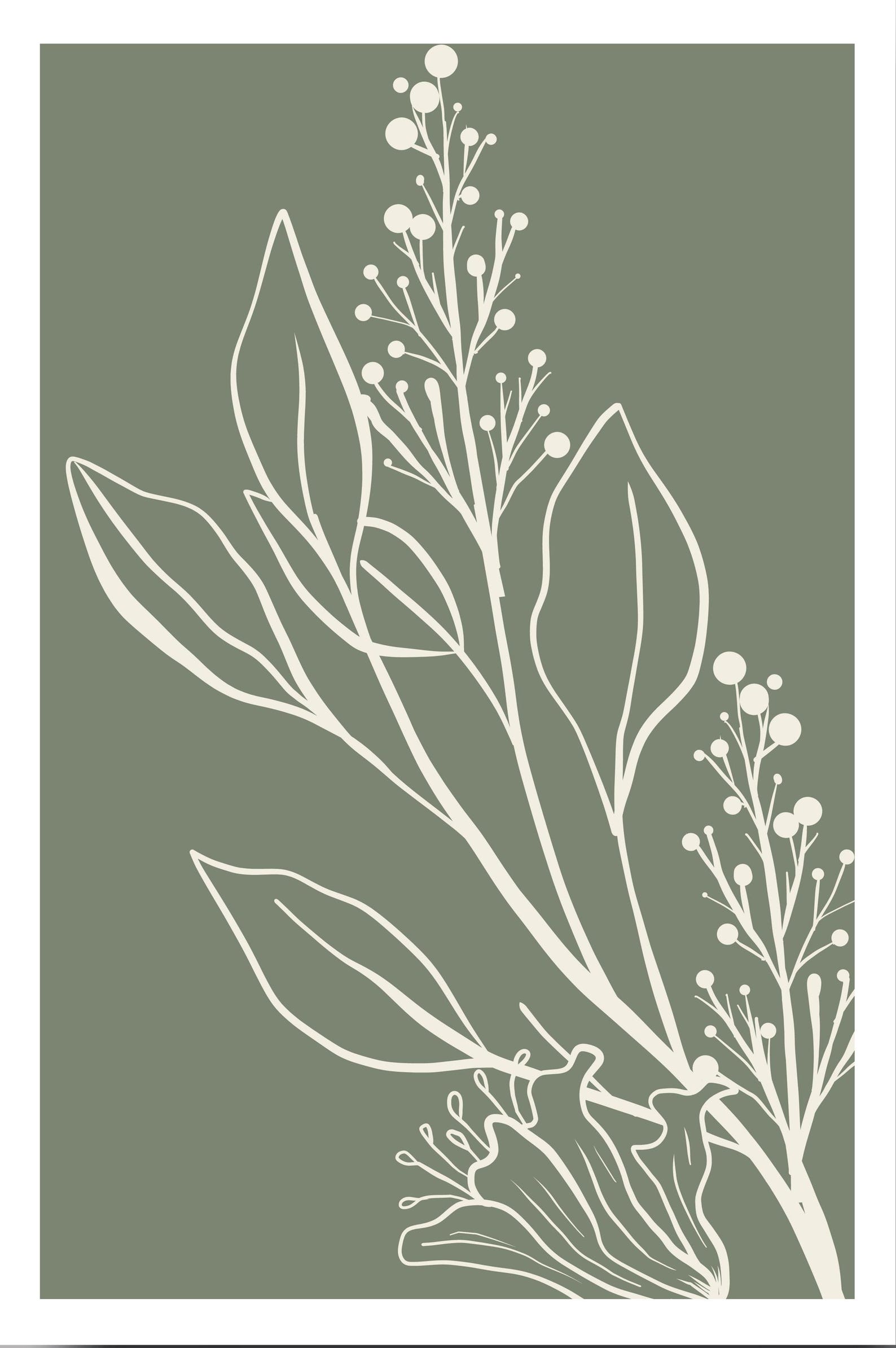 Minimalist Botanical Line Art Set of 3 | Sage Green Modern Wall Prints ...