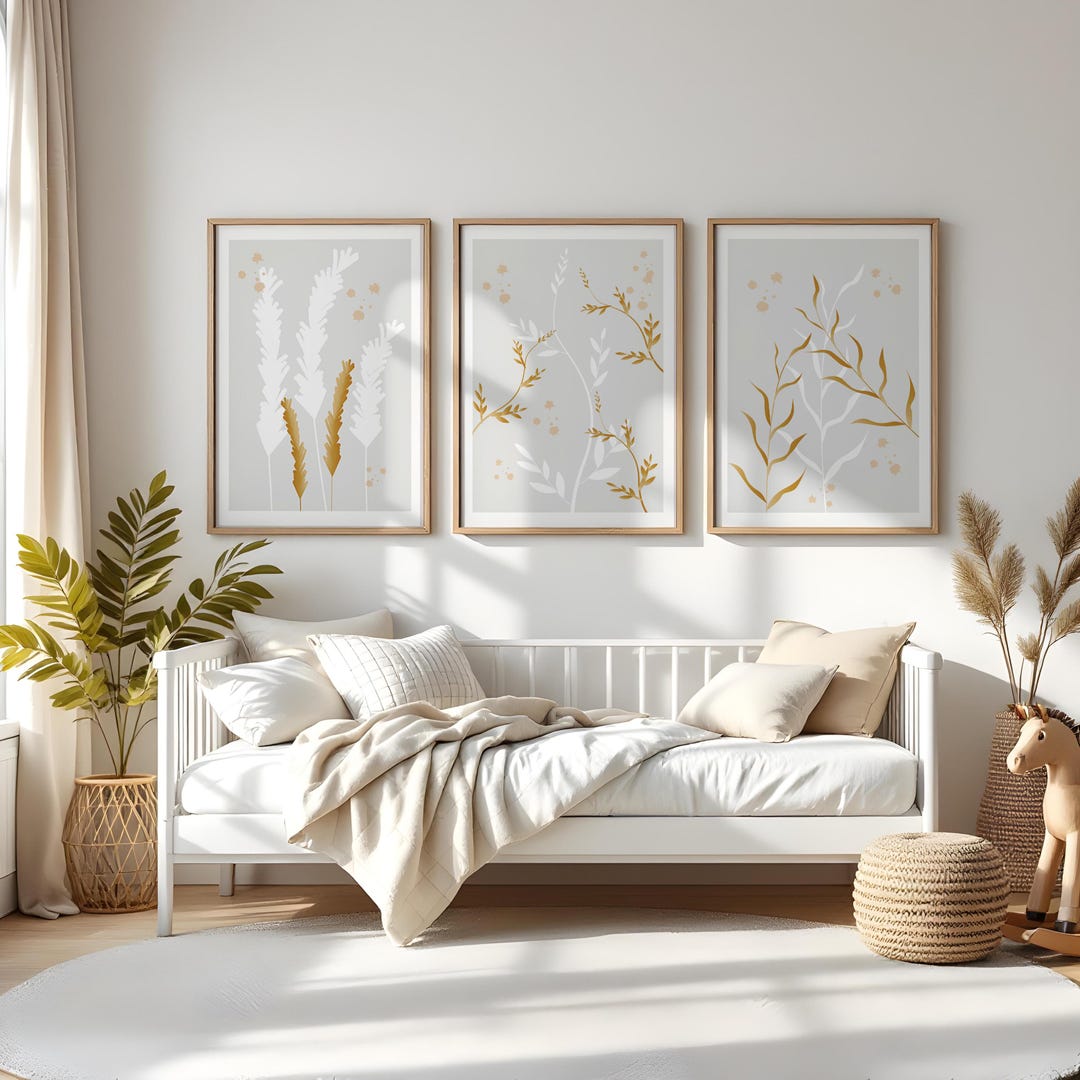 Boho Botanical Wall Art Set | Minimalist Neutral Plant Prints | Beige ...