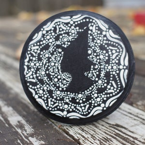 Witch silhouette dot painting