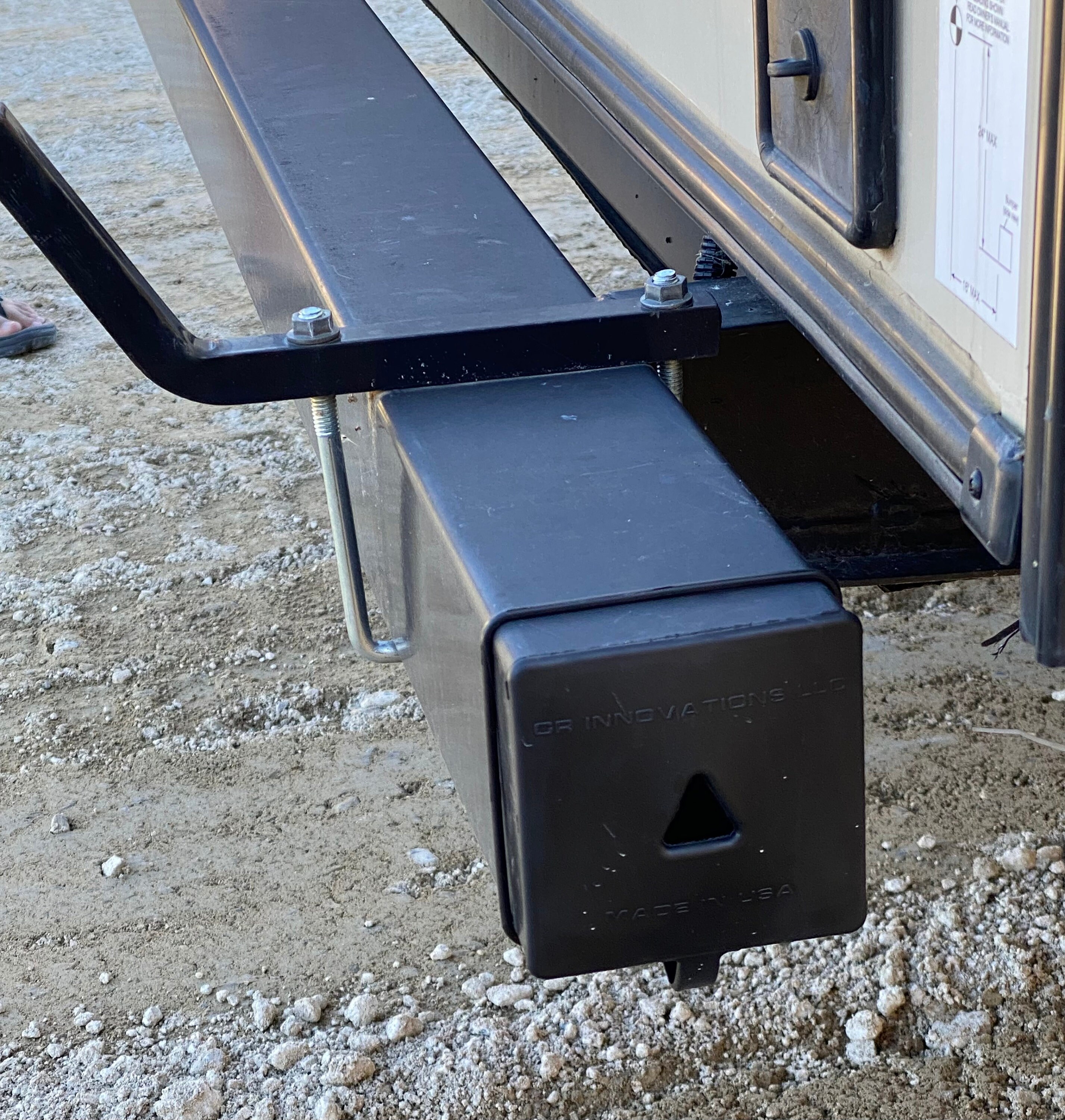 Universal Steel Powder Coated RV Rear Bumper - 88" X 4" X 4" With Bumper Plug