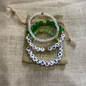 Fly Eagles Fly Gemstone Bracelet | Philly Football Jewelry | Handmade Beaded Bracelet | Eagles Gift | Philly Philly Sports Fan