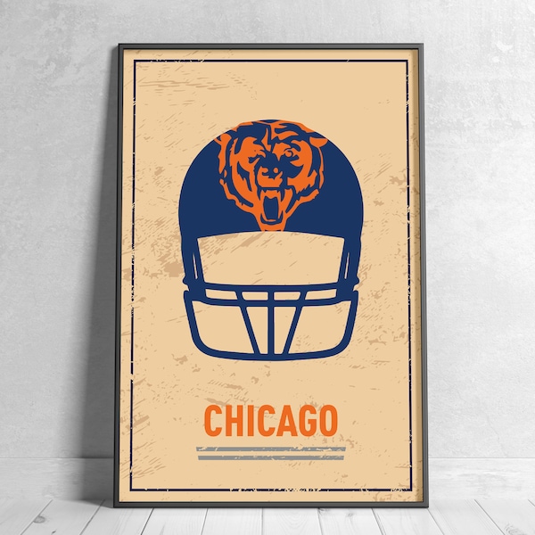 Chicago Football Retro Poster Digital Download Wall Art