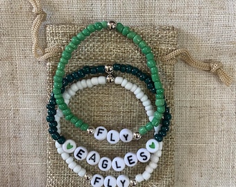Fly Eagles Fly Czech Glass Bead Bracelet | Philly Football Bracelet | Go Birds | Eagles Gift