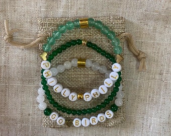 Philadelphia Gemstone Bracelet: Go Birds - Eagles Fan Jewelry