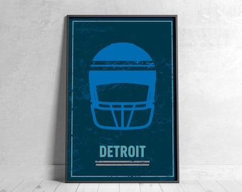 Detroit voetbal retro poster digitale download muurkunst