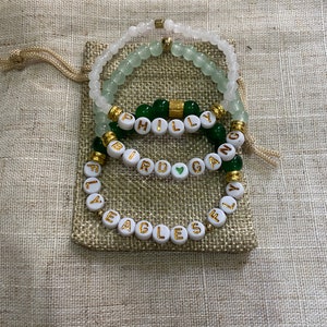 Philly Eagles Gemstone Bracelet Set: Handmade Football Jewelry